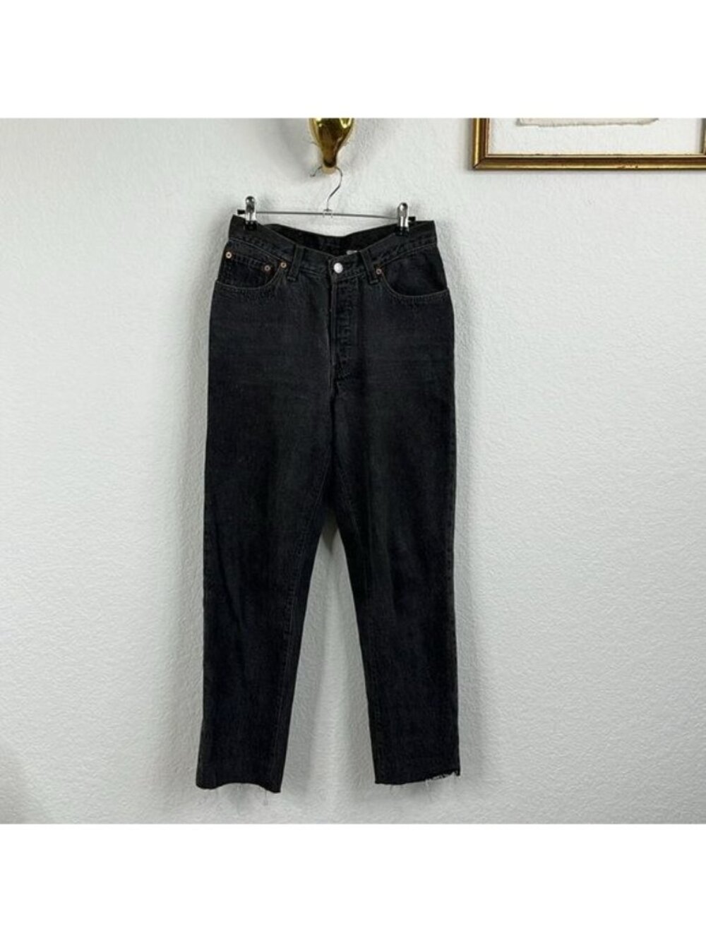 VTG Levi's 17501-0658 Button Fly High Rise Frayed Hem Red Tab Jeans Denim 90s
